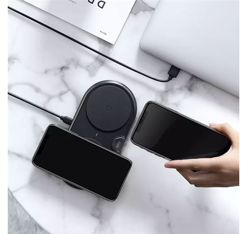 خرید و قیمت شارژر وایرلس 15 وات باسئوس مدل Dual Wireless Charger 5W